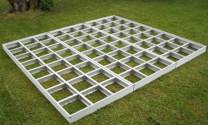 3 aluPatio element frames on lawn, connected. 3 aluPatio element frames on lawn, connected.